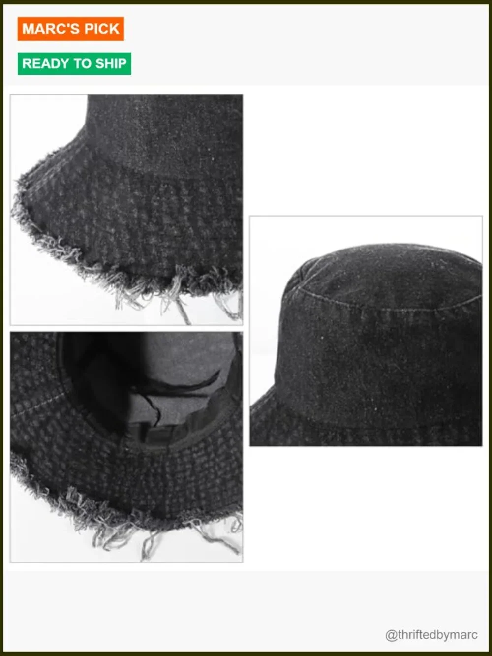Frayed Denim Bucket Hat Distressed Fisherman Cap Wide Brim Boonie Sun Hat